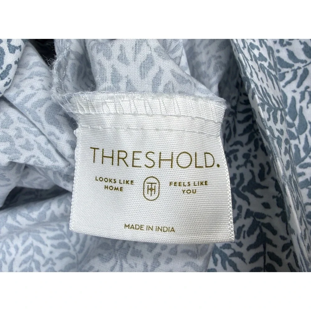 Target Queen Pillowcase Set x2 100% Organic Cotton Blue Floral Leaf Print